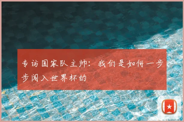 专访国家队主帅:我们是如何一步步闯入世界杯的